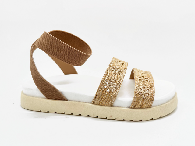 Vintage Yellow Retro Linen Embroidered Lady Sandals