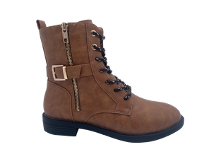 Brown Unique PU Girls Boots with Zipper
